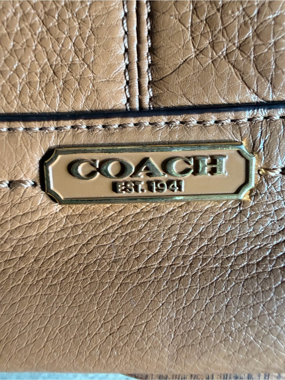 Coach Brown Pebbled Leather Shoulder Bag - Picture 2 of 12